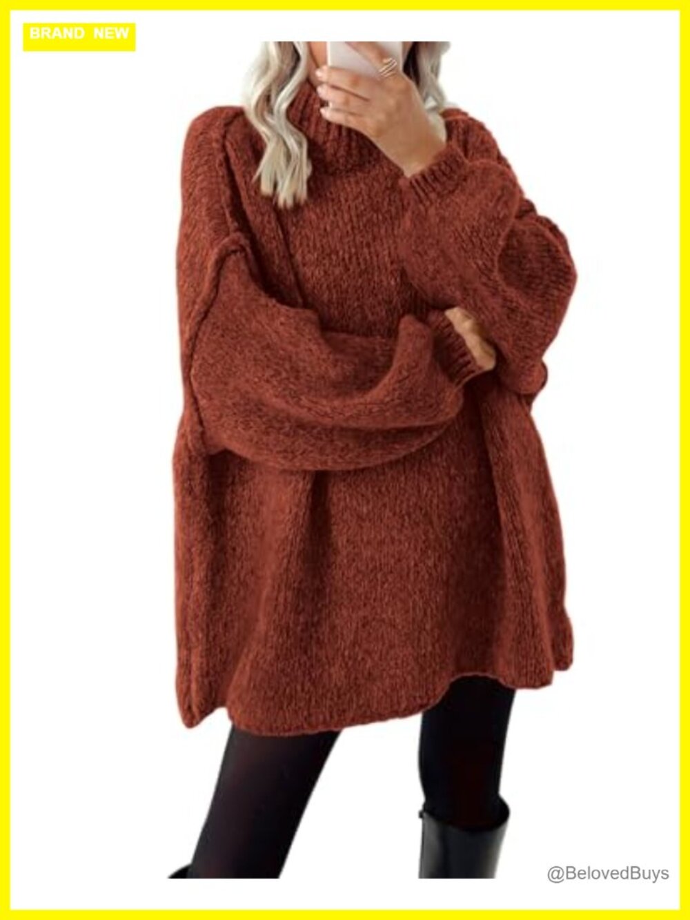 Mock Neck Cable Knit Oversized Sweater Long Sleeve Pullover